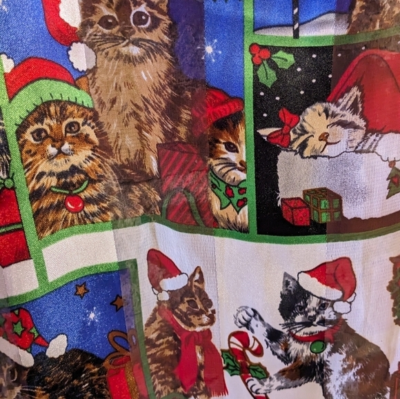 Christmas Cat 13'x58" Holiday Scarf w/ Alternating Sheer Panels‎ - Picture 1 of 4